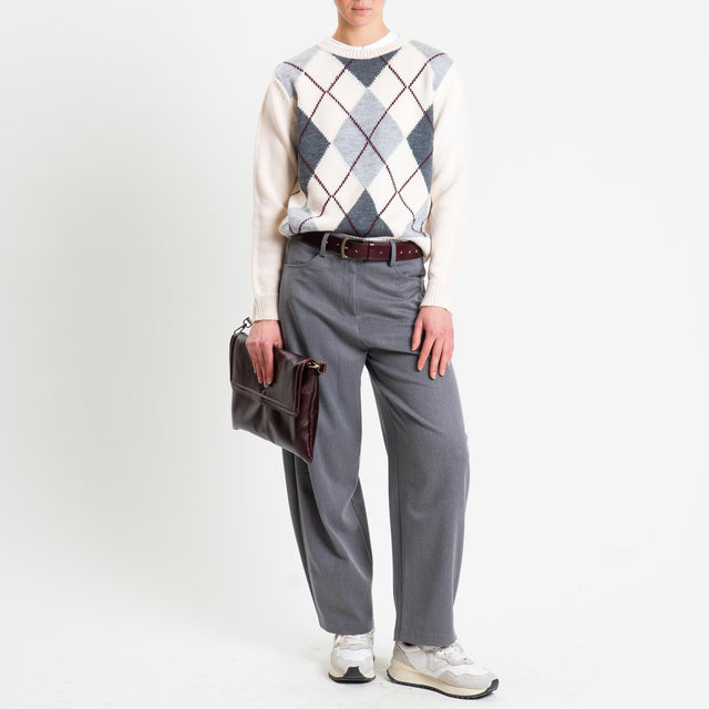 Tensione in-Maglia argyle misto alpaca - off white/charcoal/grigio