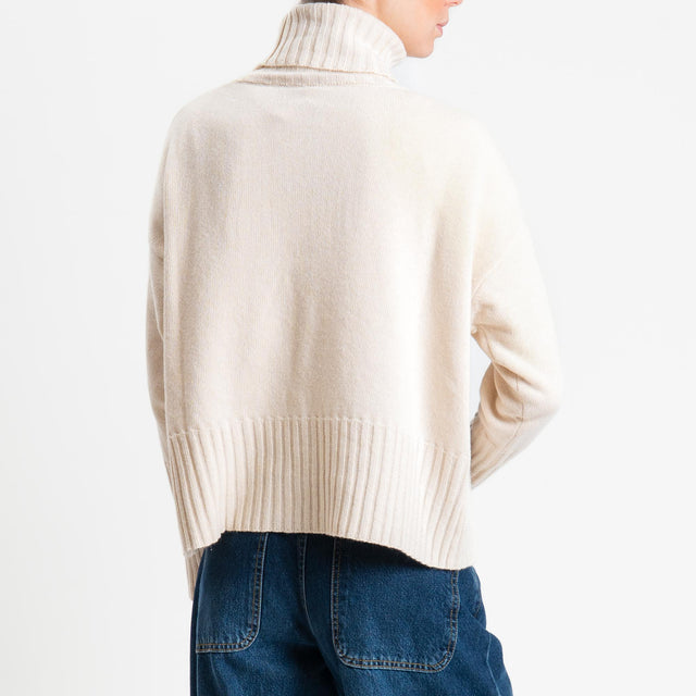 Tensione in-Maglia argyle collo alto misto cashmere - taupe/off white/charcoal