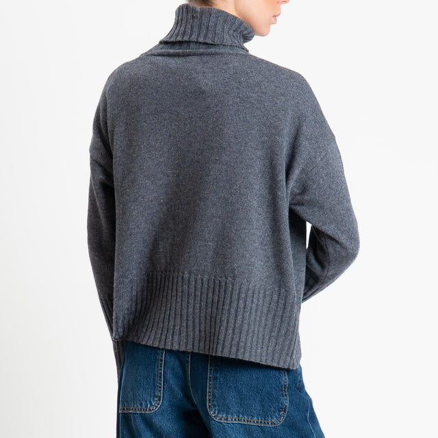 Tensione in-Maglia argyle collo alto misto cashmere - charcoal/giallo/antracite