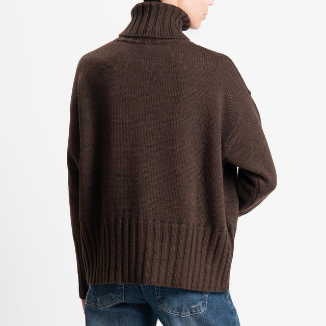 Tensione in-Maglia scatola collo alto misto alpaca - brown