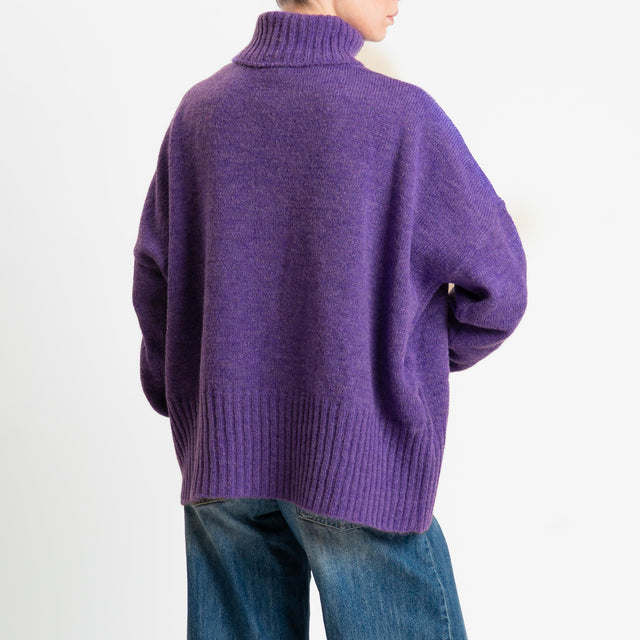 Tensione in-Maglia collo alto misto alpaca - lilla