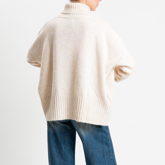 Tensione in-Maglia collo alto misto alpaca - off white