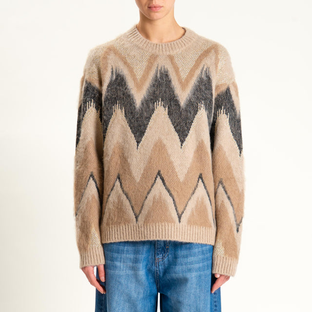 Tensione in-Maglia mohair fantasia con lurex - beige/nero/oro