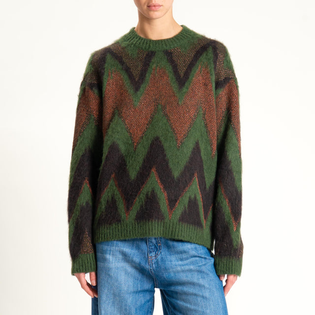 Tensione in-Maglia mohair fantasia con lurex - green/moro/bronzo