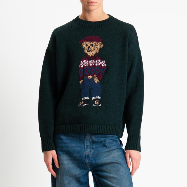 Tensione in-Maglia orsetto misto alpaca - Verde