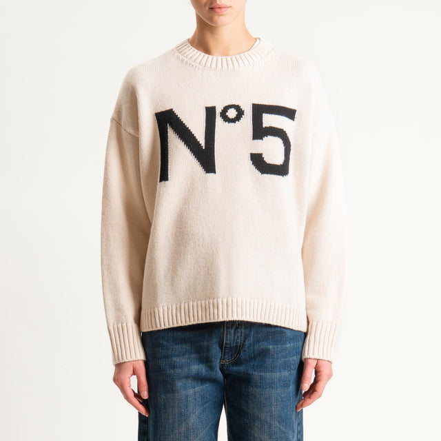 Tensione in-Maglia n5 misto alpaca - off white/black