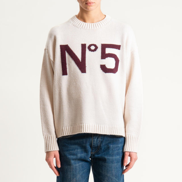 Tensione in-Maglia n5 misto alpaca - off white/burgundy