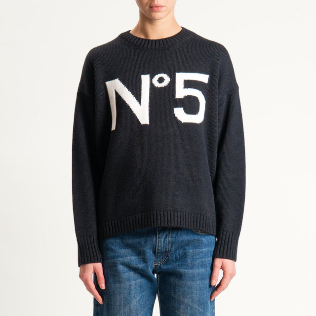 Tensione in-Maglia n5 misto alpaca - black/off white