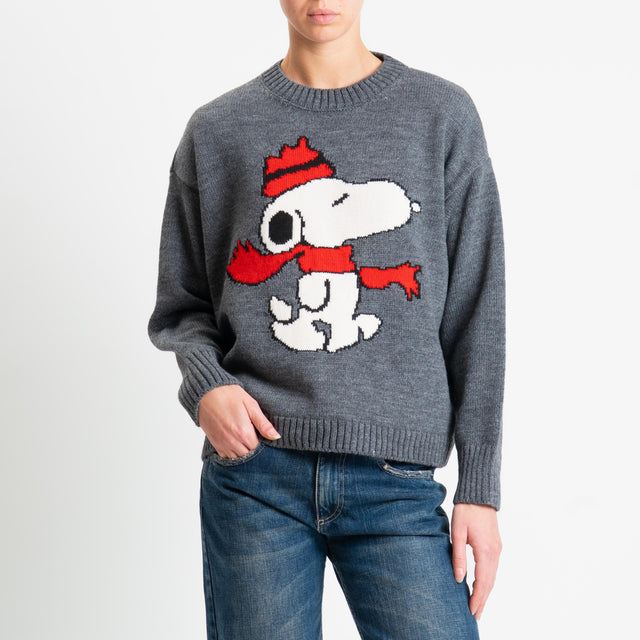 Tensione in-Maglia snoopy misto alpaca - charcoal