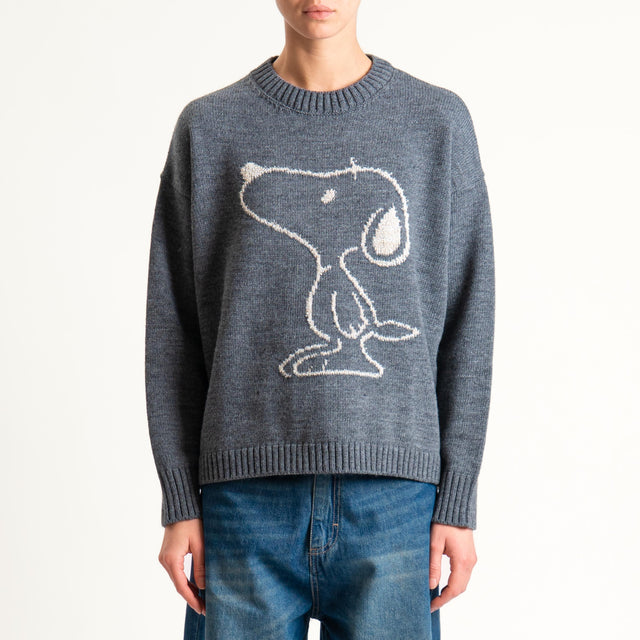 Tensione in-Maglia snoopy misto alpaca - charcoal