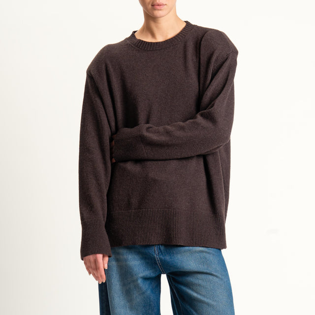 Tensione in-Maglia girocollo con spalline - brown