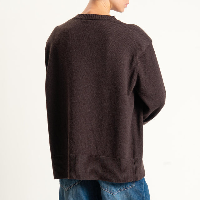 Tensione in-Maglia girocollo con spalline - brown