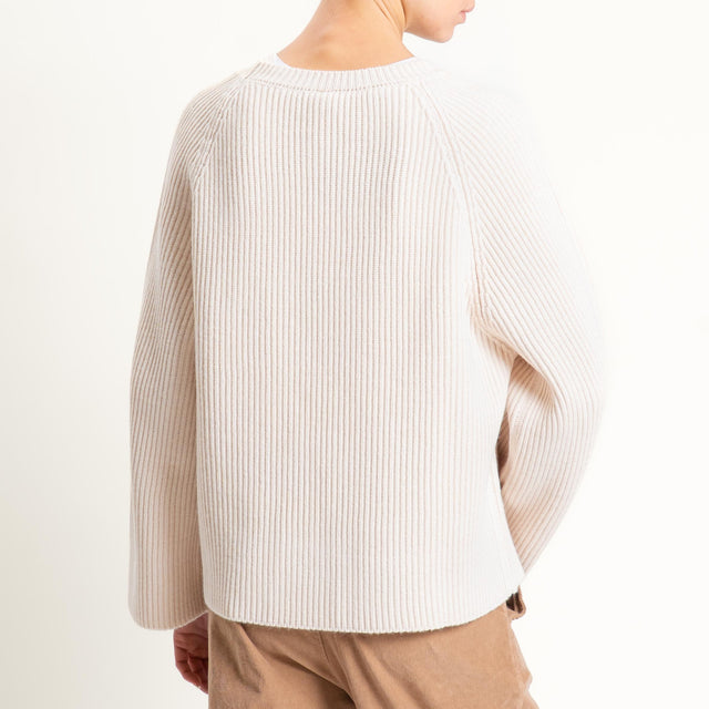 Tensione in-Maglia costa inglese misto alpaca - off white