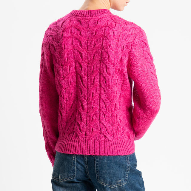 Tensione in-Maglia trecce in mohair - fucsia