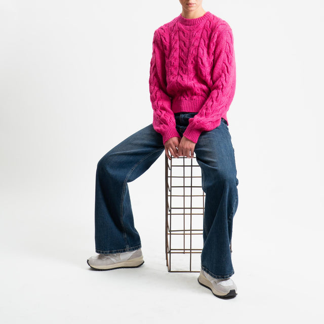 Tensione in-Maglia trecce in mohair - fucsia