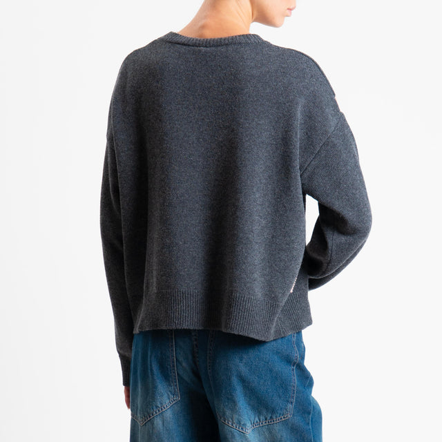 Tensione in-Maglia rombi argyle misto cashmere - medium grey/rosa