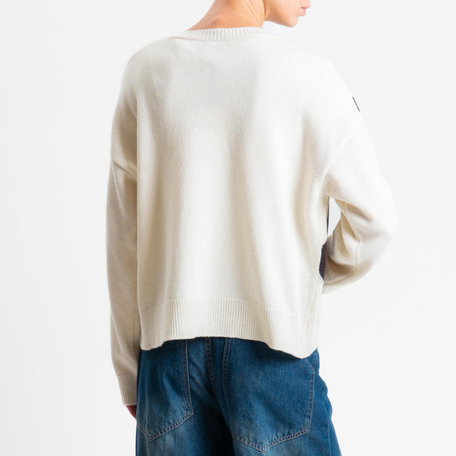 Tensione in-Maglia rombi argyle misto cashmere - white/brown