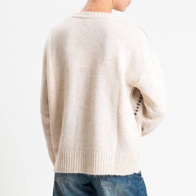 Tensione in-Maglia rombi argyle misto lana - off white/casha/camel