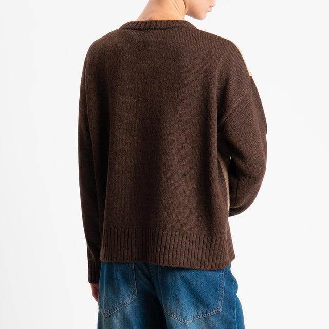 Tensione in-Maglia rombi a scatola misto lana - brown/camel