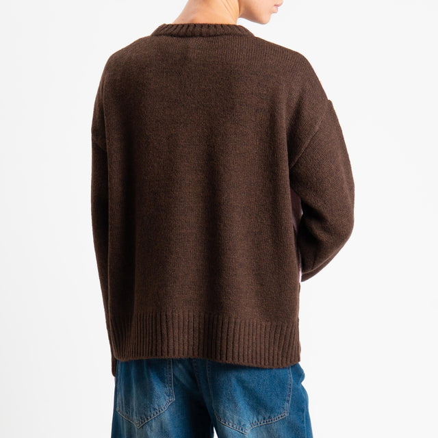 Tensione in-Maglia rombi a scatola misto lana - brown/rosa