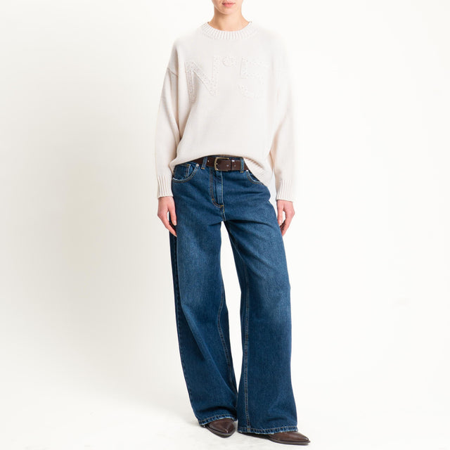 Tensione in-Maglia n5 misto alpaca con paillettes - offwhite