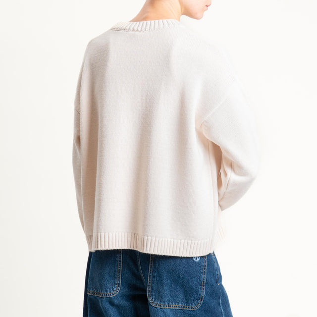 Tensione in-Maglia n5 misto alpaca con paillettes - offwhite/burgundy