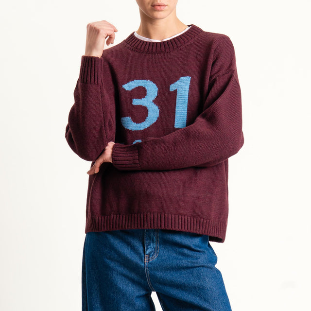 Tensione in-Maglia n31 misto alpaca - burgundy/light blue