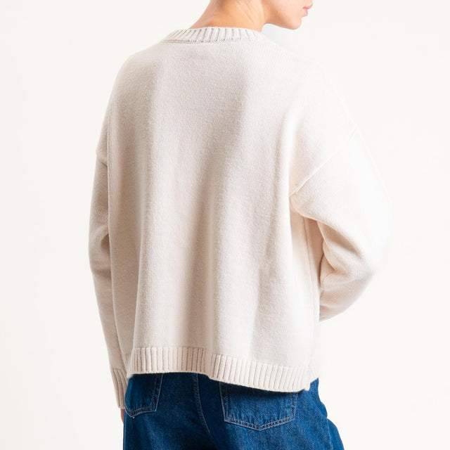 Tensione in-Maglia n31 misto alpaca - offwhite/black