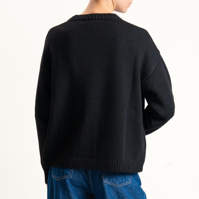 Tensione in-Maglia n31 misto alpaca con paillettes - black/offwhite