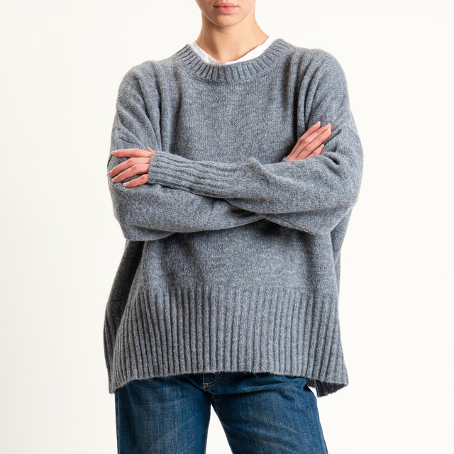 Tensione in-Maglia girocollo misto lana - grigio medio