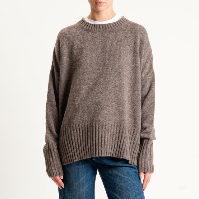 Tensione in-Maglia girocollo misto lana - tortora