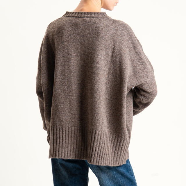 Tensione in-Maglia girocollo misto lana - tortora