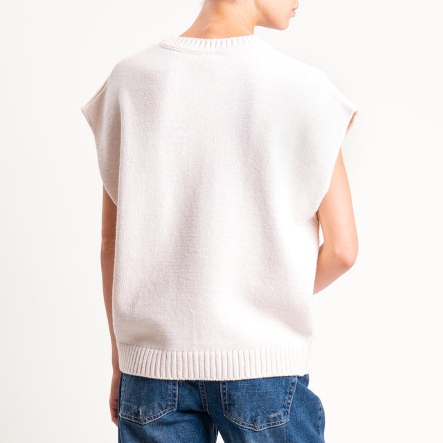 Tensione in- Gilet N.5 misto alpaca - off white/burgundy
