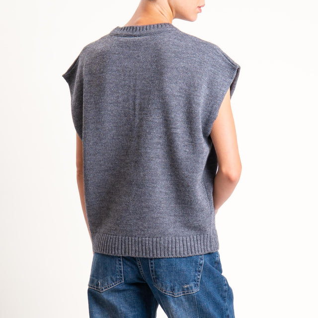 Tensione in- Gilet N.5 misto alpaca - charcoal/off white