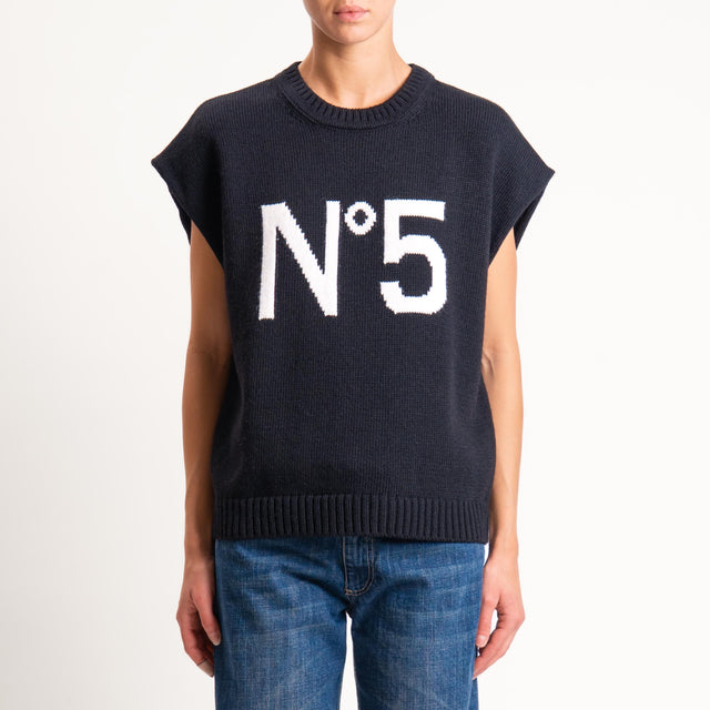 Tensione in- Gilet N.5 misto alpaca - black/off white