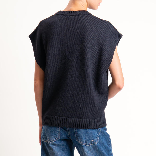 Tensione in- Gilet N.5 misto alpaca - black/off white