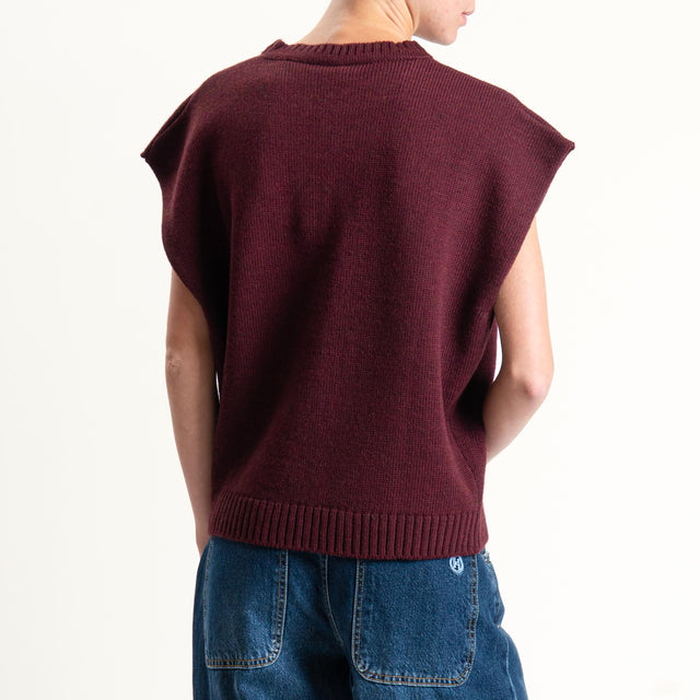 Tensione in- Gilet N.5 misto alpaca - burgundy/off white