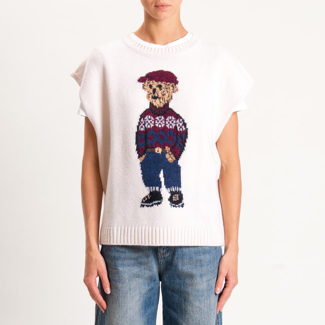 Tensione in-Gilet orsetto misto alpaca - off white