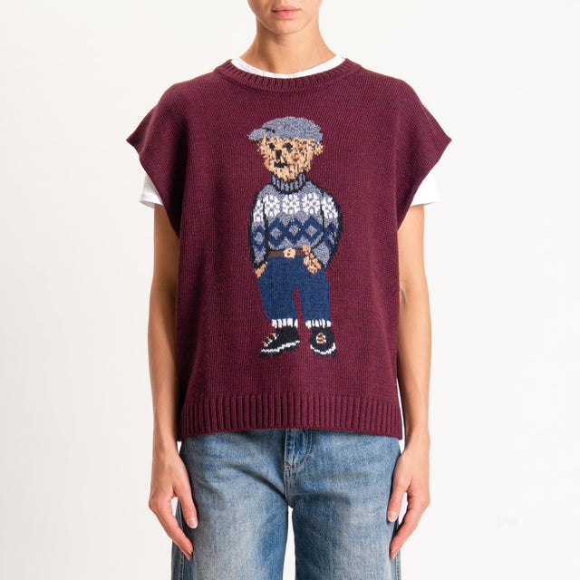 Tensione in-Gilet orsetto misto alpaca - burgundy