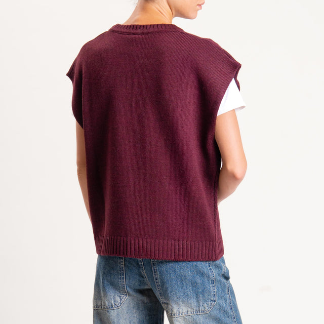 Tensione in-Gilet orsetto misto alpaca - burgundy