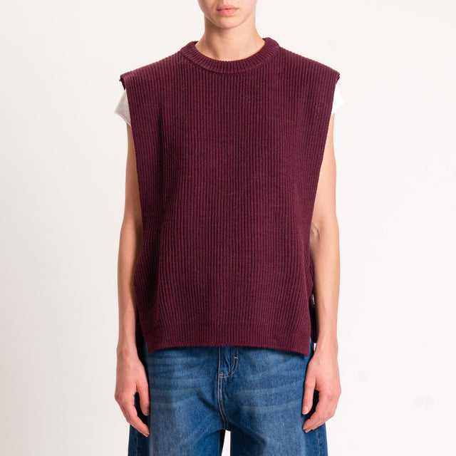 Tensione in-Gilet misto alpaca con lacci laterali - Bordeaux