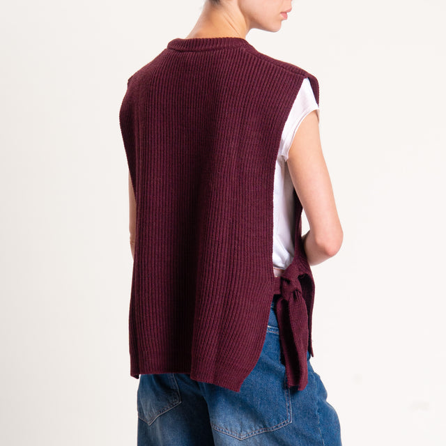 Tensione in-Gilet misto alpaca con lacci laterali - Bordeaux