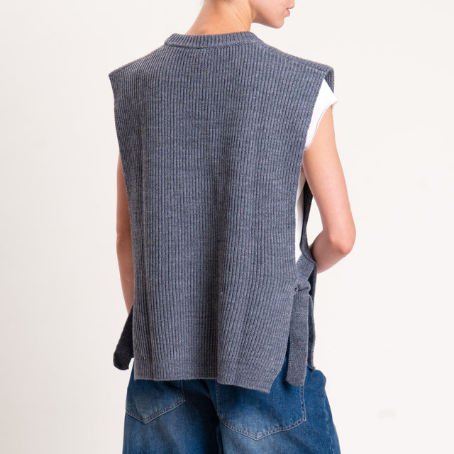 Tensione in-Gilet misto alpaca con lacci laterali - grigio
