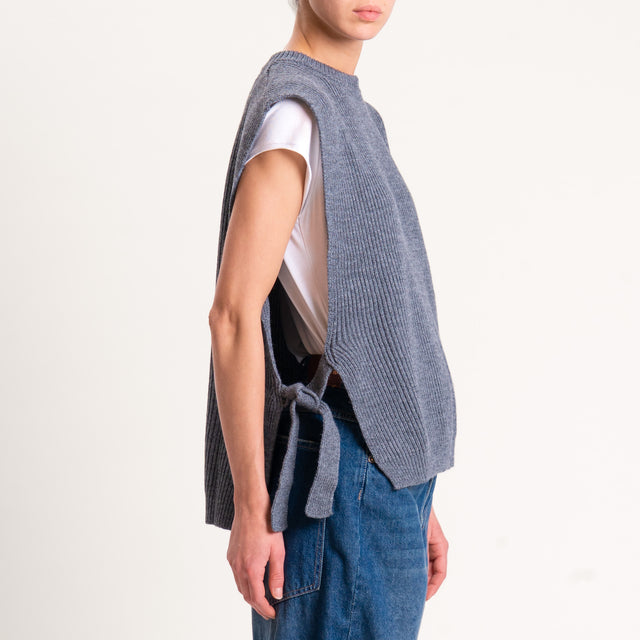 Tensione in-Gilet misto alpaca con lacci laterali - grigio