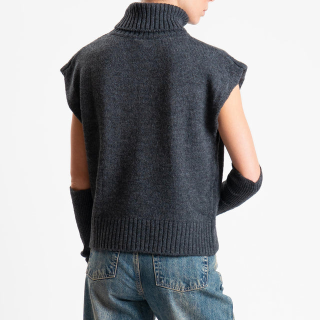 Tensione in-Gilet collo alto misto lana con manicotti - charcoal
