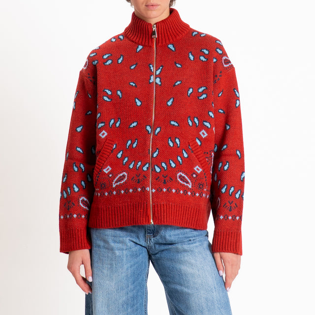 Tensione in-Bomber misto alpaca fantasia bandana - rosso/blu/azzurro