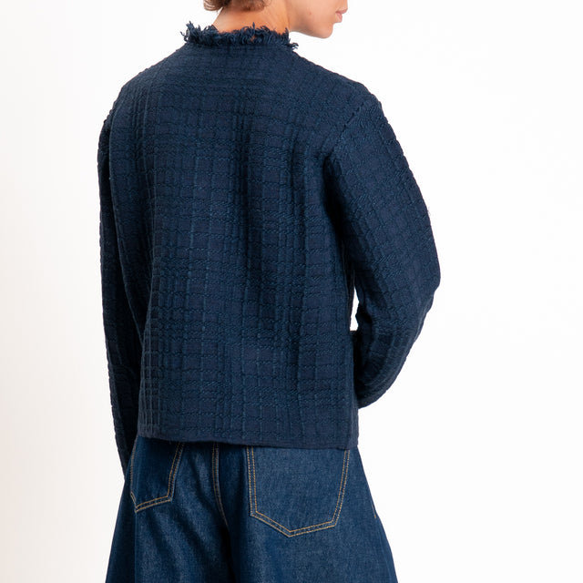 Tensione in-Giacca bottoni dorati misto alpaca - blu