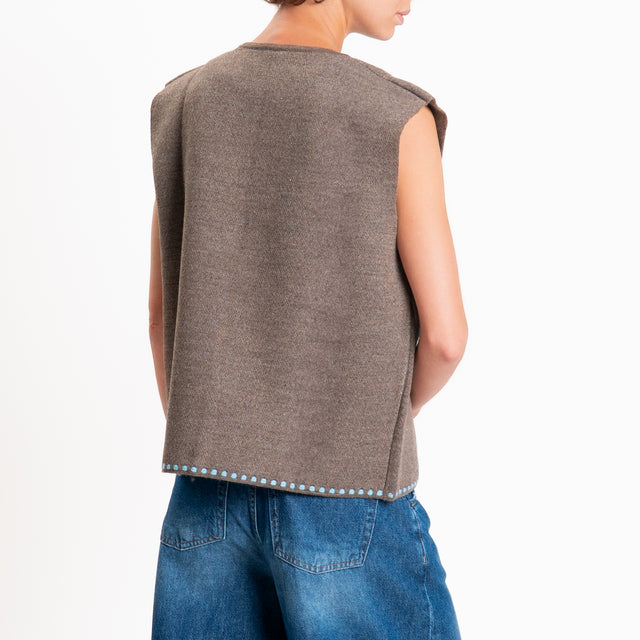 Tensione in-Gilet misto alpaca fantasia arabesque - fango/azzurro