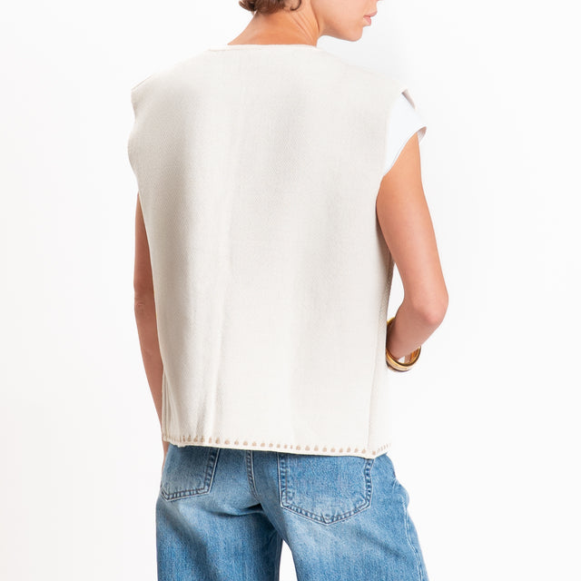 Tensione in-Gilet misto alpaca fantasia arabesque - panna/cammello