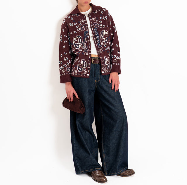 Tensione in-Giacca in maglia fantasia paisley - bordeaux/blu